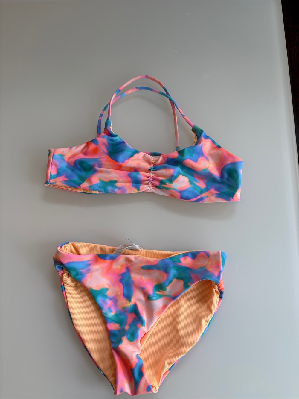 Zella Kids Pink, Blue & Peach Tie-Dye Bikini Set
